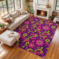 Lebendiger Bunter Blumenbedruckter Teppich Maßgefertigter Rutschfester Waschbarer Pop-Art Teppich Großer Teppich für Wohnzimmer Alfombra