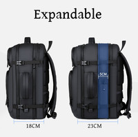 Tas Ransel Travel Hitam yang Dapat Diperluas Kapasitas Besar Tas Ransel Bisnis Multifungsi dengan Port Pengisian Daya USB