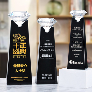 Trofeo de cristal con diamantes negros, trofeo de cristal, trofeo de vidrio - Product Image 2