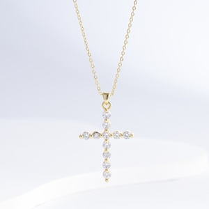 custom plata 925 sterling Silver enamel 18k gold plated necklace fashion bridal hip hop black <b>cross</b> pendant necklaces for women - Product Image 4