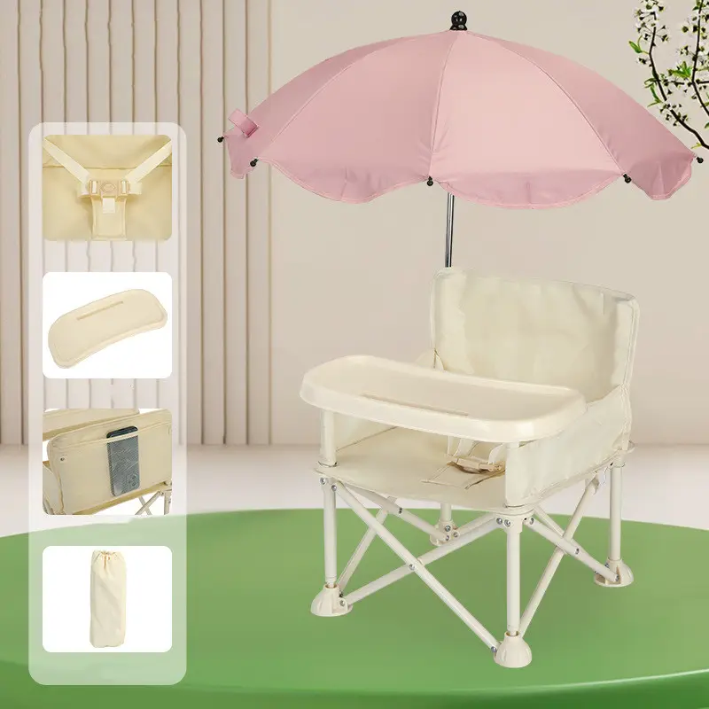 Folding baby dining chair back Low outdoor picnic chair photo chair/Portable baby seat with dinner plate for 3months-4 years old