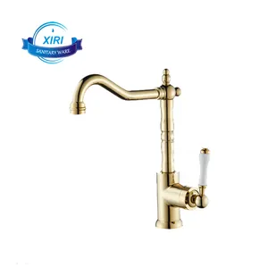 Brass French Retro Kitchen Faucet European Classical Gold Faucet kitchen Sink Vegetable Basin Creative Cold And Hot Water XR0185