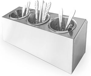 Porta Cuchillos, Tenedores y Cucharas de Acero Inoxidable, Bandeja para Utensilios con 3 Compartimentos, Apto para Lavavajillas, Organizador de Cubiertos para Hotel y Restaurante - Product Image 6