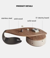 Table basse en bois massif de luxe moderne avec rangement, style contemporain haut de gamme pour le salon