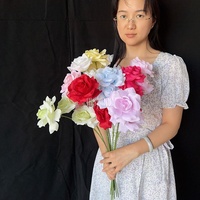 MSFAME Fleurs artificielles populaires en soie à longue tige, roses pour la fête des mères, la Saint-Valentin