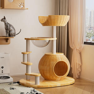 Papan goresan tempat tidur kucing, Modern mewah tiang besar kayu padat rangka panjat tebing papan untuk ruang kecil gaya pinggul luar angkasa - Product Image 5