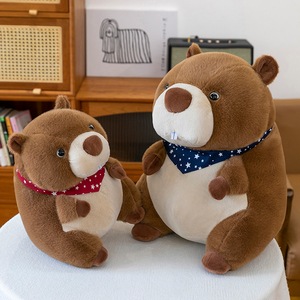Simpatici giocattoli di peluche castoro con bandane a motivi stellari, morbide bambole di peluche per bambini e giocattoli di peluche per decorazioni per la casa - Product Image 5
