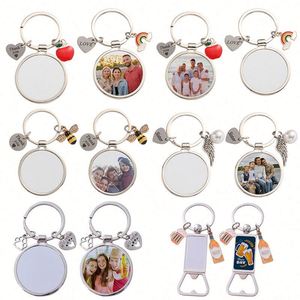 Metal Circular Diy Blank Bag Decoration Heat Transfer Printing Bottle Opener <b>Keychain</b> - Product Image 1