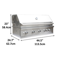 Barbecue à gaz d'extérieur en acier inoxydable 304, encastrable, avec éclairage LED sur les boutons, 6 brûleurs, dispositif de sécurité anti-défaillance d'oxygène, surface de cuisson de 910 pouces carrées