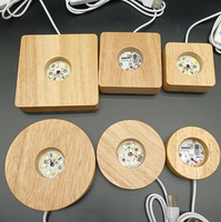 Support de lampe LED carré en bois de hêtre poli, avec base 3D RGB à changement de couleur, personnalisable avec logo, vente en gros