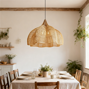 <span class=keywords><strong>Lampada</strong></span> <span class=keywords><strong>a</strong></span> <span class=keywords><strong>Sospensione</strong></span> Artigianale in Rattan, Lampadario per Illuminazione Cucina, Luci Sospese per Casa con <span class=keywords><strong>Paralume</strong></span> in Bambù Intrecciato - Product Image 1