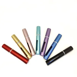 Mini Viagem Perfume Atomizador 5ml Garrafas de Alumínio Reutilizáveis com Bomba Pulverizador para Cuidados Com A Pele Soro em Estoque Embalado em Caixa - Product Image 1