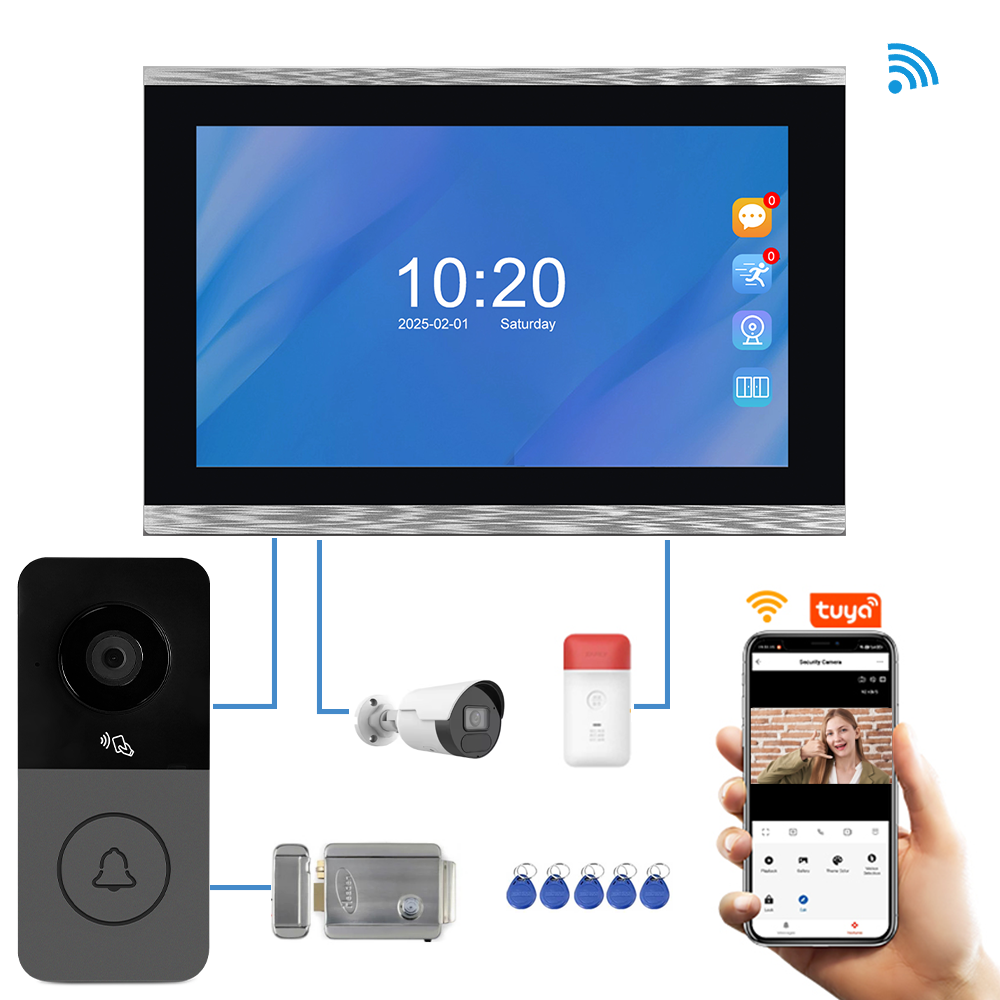 <strong>2026</strong> Latest WiFi <strong>Doorbell</strong> <strong>Camera</strong> with 10.1 Inch Screen Video Door Phone Unlock 4-Wire AHD Tuya Smart <strong>Doorbell</strong> Video Intercom