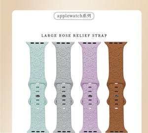 OEM แกะสลักดอกไม้สายนาฬิกา Leyi แฟชั่นซิลิโคนบรรเทานาฬิกาสําหรับนาฬิกา Ultra 9 8 7 กีฬาสร้อยข้อมือ 45 49 มม.girly - Product Image 5