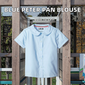 Blusa Escolar Personalizada con Cuello <span class=keywords><strong>Peter</strong></span> Pan Azul para Niñas en Poliéster/Algodón para Niños de Primaria - Product Image 2