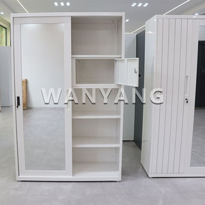 Armoire de rangement en acier pour la maison Almirah Mirrored Slide 2 doubles portes en métal Armoire Meubles de chambre à coucher - Product Image 5