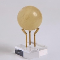 S M L Base acrylique bras en laiton géode minéraux pierre présentoir chevalet support poli transparent Perspex métal Agate sphère à collectionner Rack