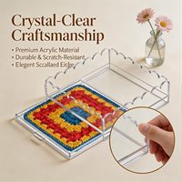 Plateau en acrylique durable, épais et léger, à bords festonnés, empilable, pour le rangement des aliments et des bijoux, solution de rangement pour la maison moderne