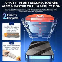 Kit d'installation facile de protection d'écran en verre trempé transparent à couverture intégrale pour iPhone 17 16 15 14 18 Pro Max, protection de confidentialité, verre anti-poussière