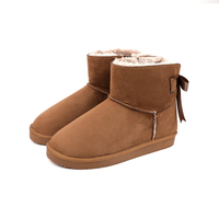 Bottes mode femmes chaussures hiver femmes chaud fourrure doublure ruban arcs dame neige fourrure botte
