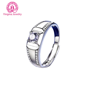 남자 약혼 반지 0.5ct 1ct 6.5mm 다이아몬드 웨딩 실버 moissanite 반지 - Product Image 1