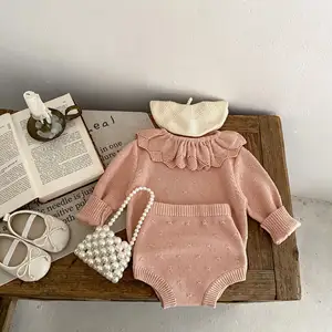 Engepapa Autumn Girl Langarm pullover Stricks horts 2-teilige Mode Baby Strickwaren Baby kleidung Sets