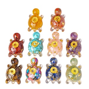 Articoli in Cristallo all'Ingrosso, Pietre Curative, Tartaruga Portafortuna in Resina con <span class=keywords><strong>Occhio</strong></span> <span class=keywords><strong>di</strong></span> <span class=keywords><strong>Tigre</strong></span> <span class=keywords><strong>Giallo</strong></span> e Quarzo Rosa per Decorazione - Product Image 2
