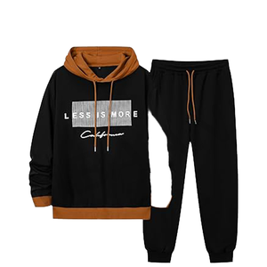 Ensemble de survêtement de course décontracté 2 pièces respirant et coupe-vent à capuche grande taille de haute qualité pour le fitness - Product Image 1