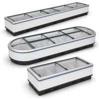 Congelador Combinado de Gran Capacidad con Divisores de Cesta de Alambre, Tapa Deslizante de Vidrio, Exhibidor de Helados y Carnes para Tiendas Minoristas
