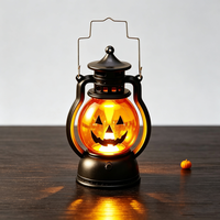 Lampu Tangan LED Halloween Bentuk Labu Setan Warna Putih Hangat dengan Kontrol Sentuh Baterai untuk Ruang Tamu