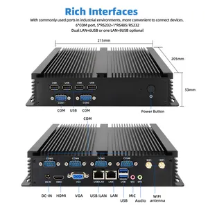 Fanless Embedded Pc Intel I3 I5 I7 Mini Size Dual Lan Industriële Mini Computers Met Simkaart Slot 6 * Seriële Com Poort