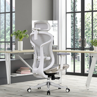 Chaise de bureau exécutive ergonomique en maille confortable et contemporaine, pivotante, avec vérin à gaz certifié Classe 3 et soutien lombaire auto-ajustable