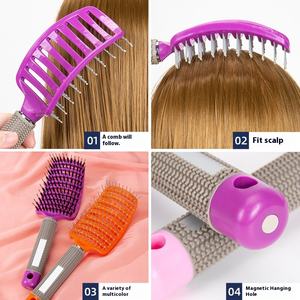 HONGLIDA Peine Iónico Grande Curvo con Mango de PC y ABS, para Peinar y Alisar, con Cerdas de Jabalí, para Masaje Capilar, 10-15cm, Uso Doméstico - Product Image 2