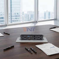 Prise de courant escamotable universelle pour table, 2 prises AC, indice de protection IP44, avec ports RJ45 Cat6 et USB A/C