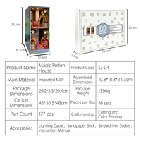 Kit de puzzle 3D en bois DIY Magic Pharmacist House pour commande en gros, avec emballage personnalisé, serre-livres LED et maison de poupée miniature