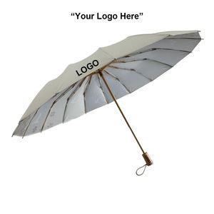 Parapluie compact manuel INS 21 pouces, ouverture manuelle, 16 baleines, coupe-vent, design pliable en 3 sections, motif floral japonais, protection minimaliste contre la pluie et le soleil, logo personnalisé - Product Image 6