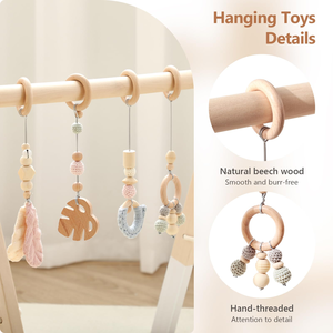 Gimnasio de Juego Plegable de Madera para Bebés con Juguetes Colgantes, Centro de Actividades para Recién Nacidos, Regalo de Madera Natural - Product Image 4