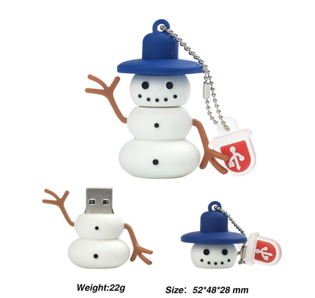 OEM Christmas Holiday Cute Nice Gift Cartoon Snowman USB Flash Drive PVC Gift Snowman Shape Usb Memory Stick Pen Drive