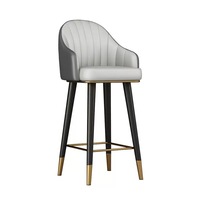 Tabouret de bar moderne en cuir noir et velours pas cher, chaise haute pour comptoir de cuisine, restaurant, bar