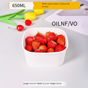 Custom <b>kraft</b> disposable lunch <b>box</b> with lid 650ml rectangular picnic camping fruit salad <b>box</b> takeout paper bowl packing <b>box</b> - Product Image 2