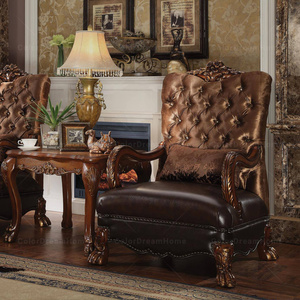 Victorian rắn gỗ cấu trúc phòng khách sofa Set vải bìa cắt sofa đặt bằng gỗ chạm khắc ghế sofa - Product Image 5