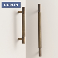Poignées de meuble Nurlin en laiton massif, motif croisé diamanté, laiton antique, poignées de tiroir en T, 500 mm de long, disponibles