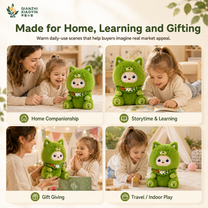 Peluche AI Chat Vert Assis, qui bouge la queue, avec collier Daisy, visage ABS, clonage vocal, 50+ langues, mémoire longue durée, WiFi 2.4G, CE - Product Image 3