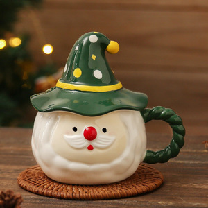 Tazas de Cerámica con Relieve 3D de Santa Claus, con Tapa de Gorro de Mago, Aptas para Microondas, para Café, Leche, Regalo, Compra al por Mayor - Product Image 6