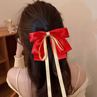 Vente en gros de nœuds pour cheveux en ruban de satin de soie, colorés et élégants, avec longue queue, grande barrette nœud papillon pour femmes, filles et princesses