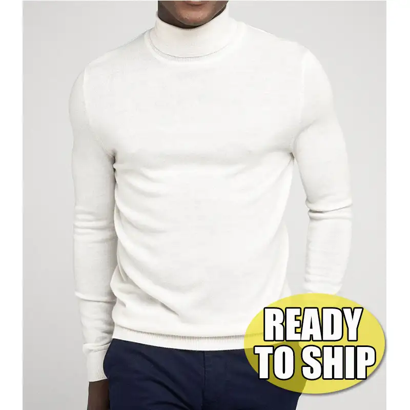 [Ready to Ship] Wholesale New Designer High Neck Wool Sweaters Men Solid Color Plus Size Men's Winter Knitted Turtleneck Sweater