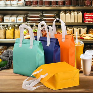 Sacs à emporter personnalisés en coton perlé non tissé avec poignée Flexiloop pour hamburgers, restauration rapide, thé au lait, traiteur, pain - Product Image 2