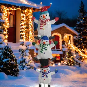 Mainan Dekorasi liburan manusia salju 72 inci, topi Arhat bertumpuk, mainan figur Natal