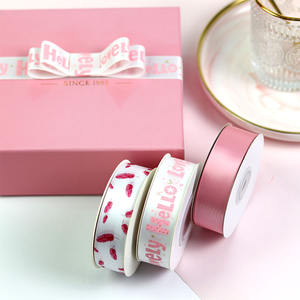 Lude Marque Satin 100% Polyester Happy Valentine's Day Ruban Logo Personnalisé <span class=keywords><strong>Amour</strong></span> Style Visage Unique pour Emballage Cadeau - Product Image 4