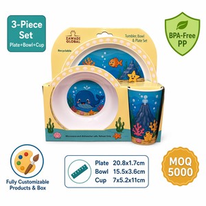 OEM Children'<strong>s</strong> 3-Piece Plastic <strong>Dinner</strong> <strong>Set</strong> Plates Bowls Cups-BPA Free Food Grade Cartoon Pattern with Display Box - Product Image 5